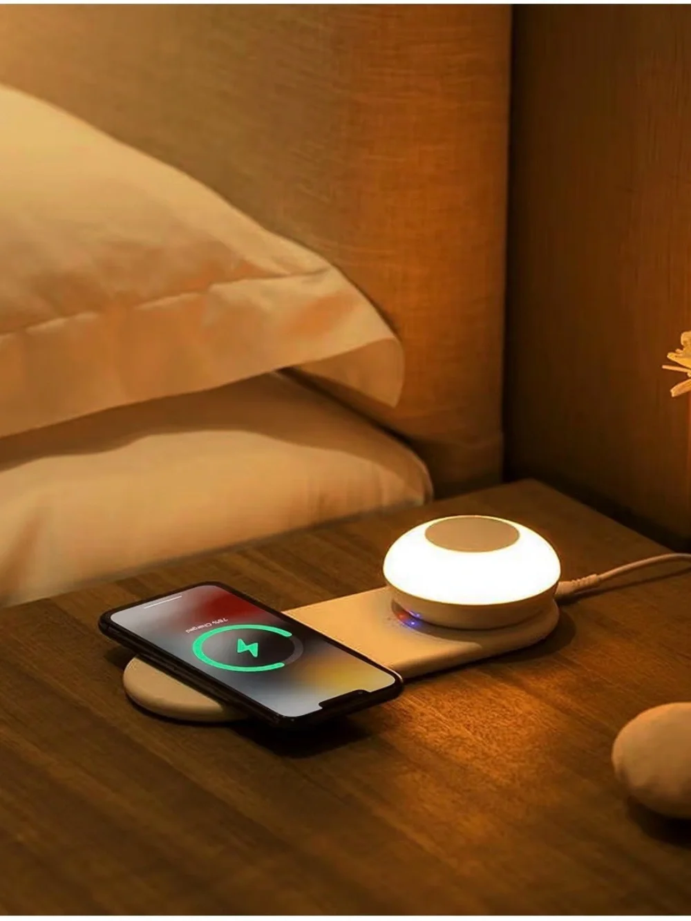 WIRELESS CHARGING STATION WITH PORTABLE RECHARGEABLE LIGHT